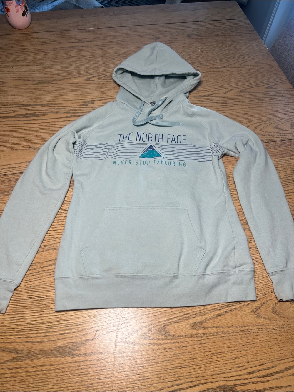 The North Face women’s Hoodie - Sage Green with Teal Logo